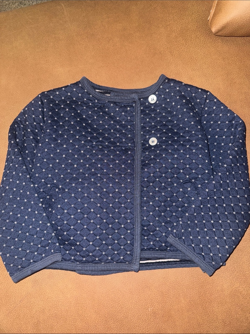 bella bliss Navy Quilted Pea Coat with White Dot Accents size 4